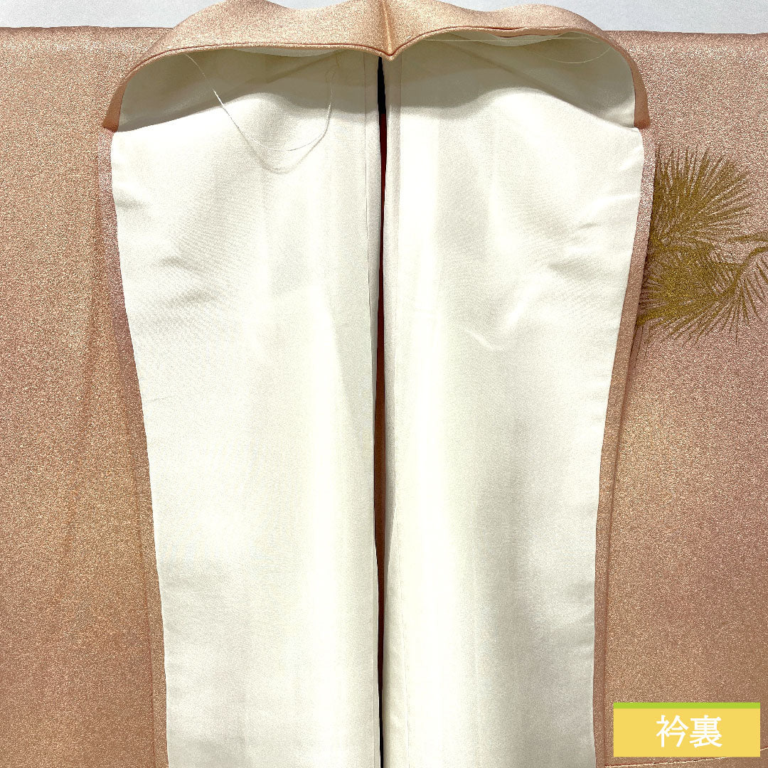 付け下げ 正絹 袷 身丈154cm 裄丈63cm 今様色（いまよういろ） 京友禅 刺繍 松皮菱 松竹梅  Aランク ピンク系 1112005643213