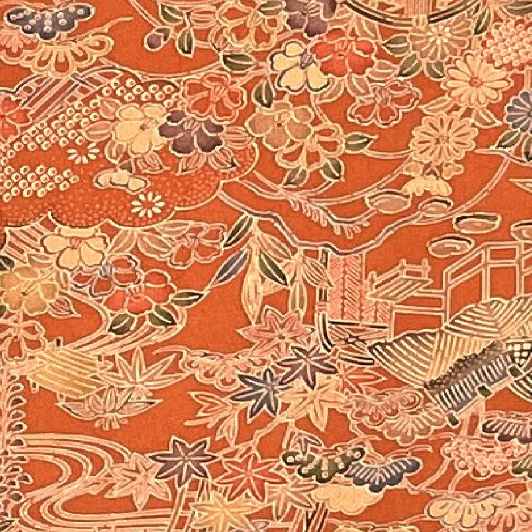 小紋 身丈163.5cm 裄丈67cm 袷  茶屋辻模様  正絹 Sランク 朱系 1115001642416