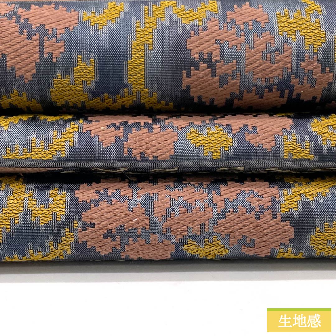 袋帯 正絹 花唐草 丸に花 横段 帯丈446cm Aランク 六通 カジュアル グラデーション系 1123012423399