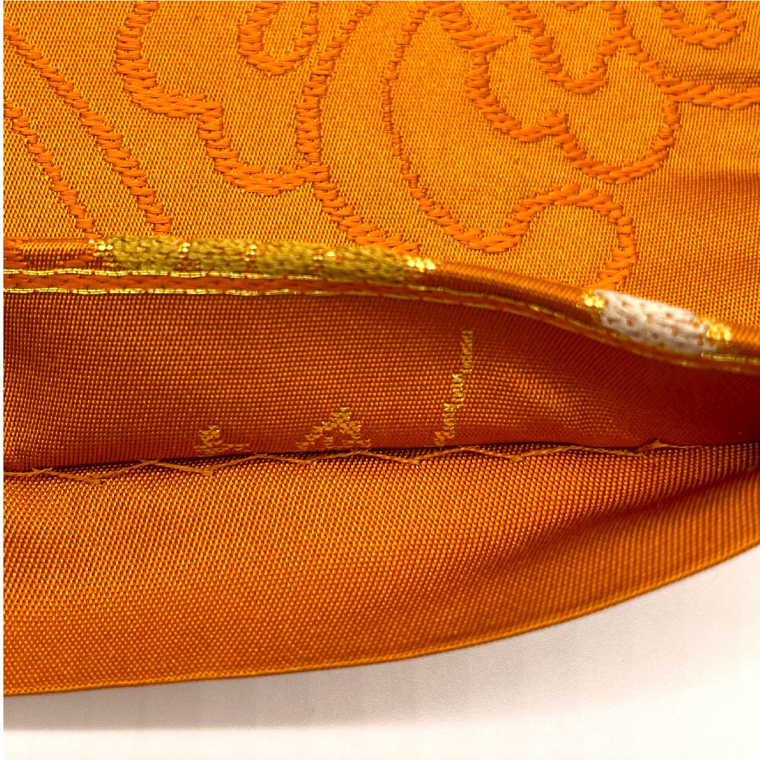 袋帯 人参色（にんじんいろ） 鳳凰 白綾苑大庭 帯丈432cm 正絹 Sランク 六通 フォーマル 橙系 1123008912326