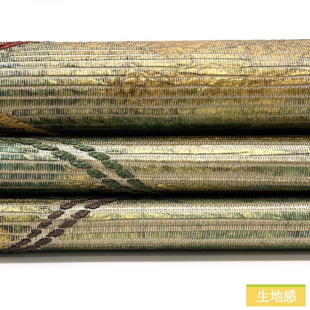 袋帯 正絹 扇綾謹製 太箔 紐文 帯丈444cm Sランク 六通 セミフォーマル グラデーション系 1123014902399