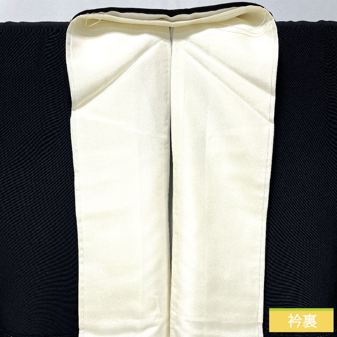 Black formal kimono, pure silk, length 160cm, sleeve length 65cm, lined, Kyoto Yuzen, noshi, crane, five crests, circle with three-tiered diamond pattern, Sanmatsu Silk Care, S rank, black, 1111001532410