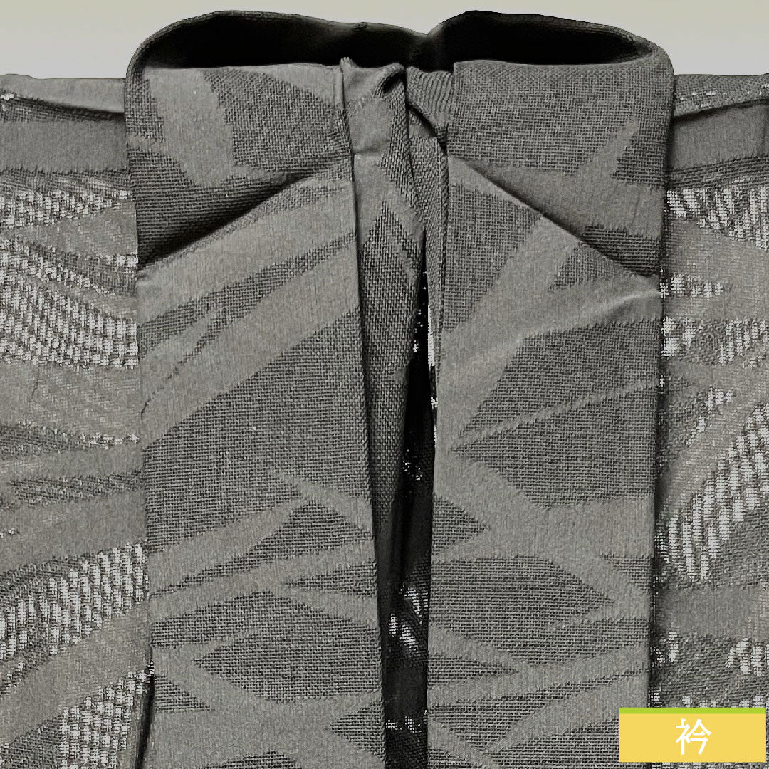 羽織 正絹 身丈79cm 裄丈62.5cm 紋紗 抽象模様 五三桐 一つ紋 Sランク 夏物 黒系 1117000922910