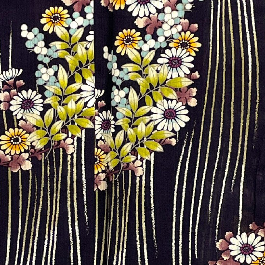浴衣 HANAEMORI 花模様 木綿 Sランク 単衣 身丈165cm 裄丈68cm 紫系 1118000792520