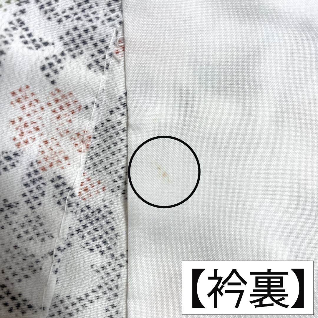 小紋 ポリエステル Sランク 身丈162cm 裄丈66cm 単衣 洗える着物 更紗模様 白系 1115008142411