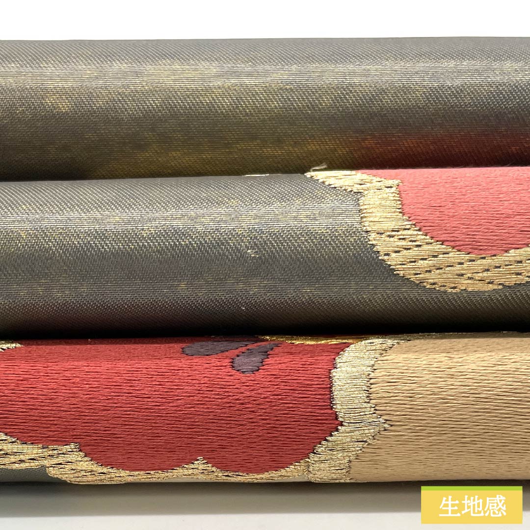 袋帯 正絹 素鼠色（すねずいろ） 藤原織物 松 帯丈440cm Sランク 六通 フォーマル グレー系 1123013802322