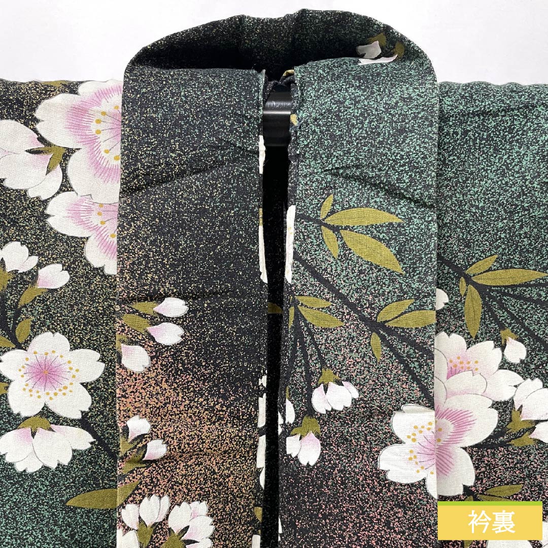 浴衣 木綿 身丈162cm 裄丈68cm Bランク 単衣 グラデーション系 萌葱色（もえぎいろ） 長春色（ちょうしゅんいろ） 桜 1118005984499