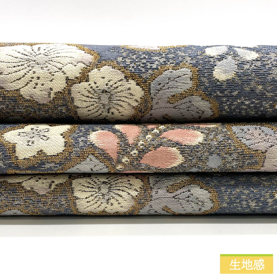 リサイクル着物】袋帯 正絹 裏色（うらいろ） 辻ヶ花 花菱 帯丈