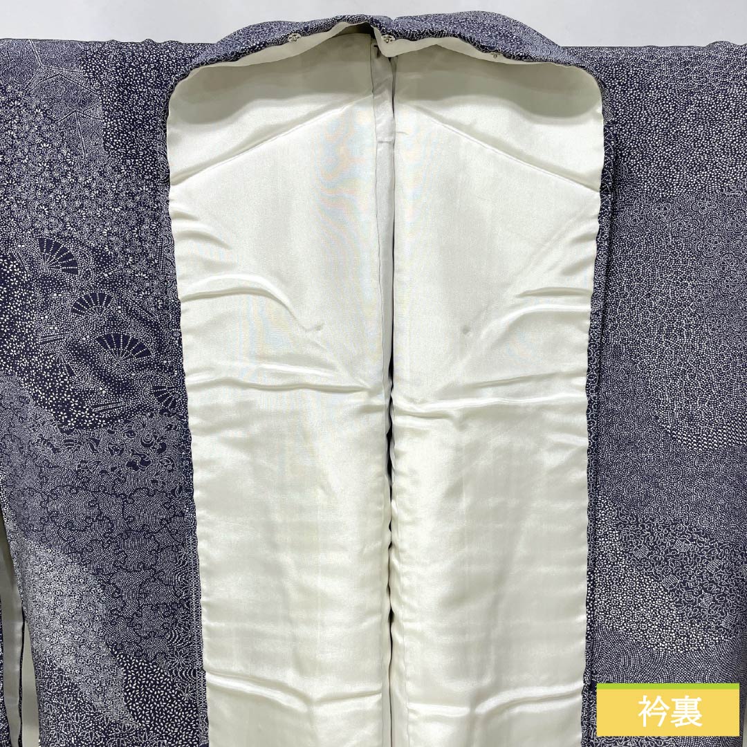 訪問着 正絹 Aランク 袷 身丈155cm 裄丈64.5cm 蒲萄鼠色（ぶどうねずいろ） 江戸小紋 型染 パールトーン加工 吉祥文様 紫系 1112006183320