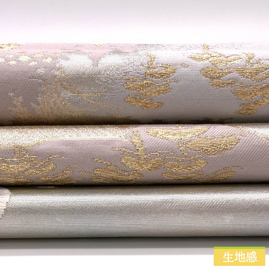 リサイクル着物】袋帯 正絹 留袖用 引箔 古都みやび 風景模様 鶴