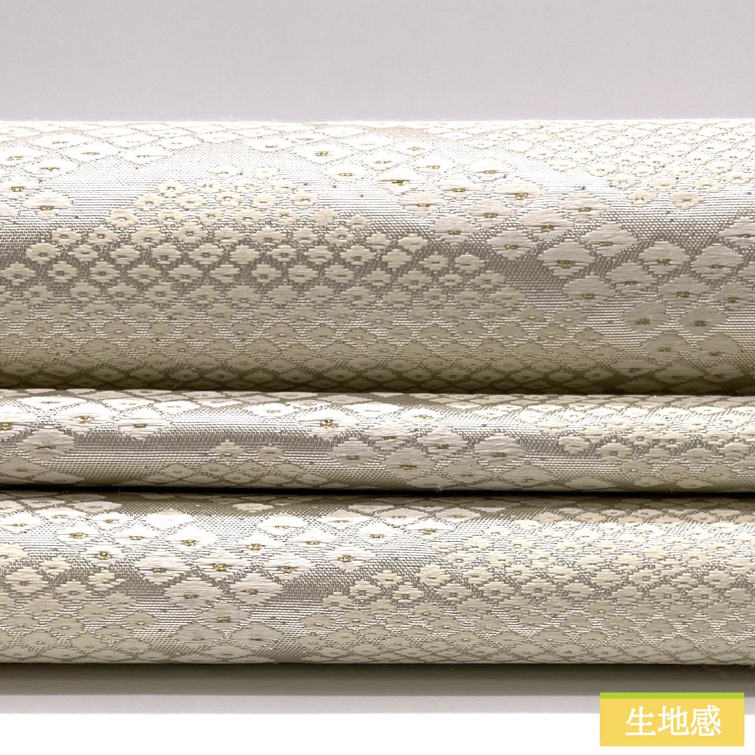 Formal, silver-colored, pure silk obi with a tortoiseshell pattern and kanoko dappled lining, suitable for formal kimono (tomesode), length 426cm, rank B, six-fold weave, product number 1123014574322