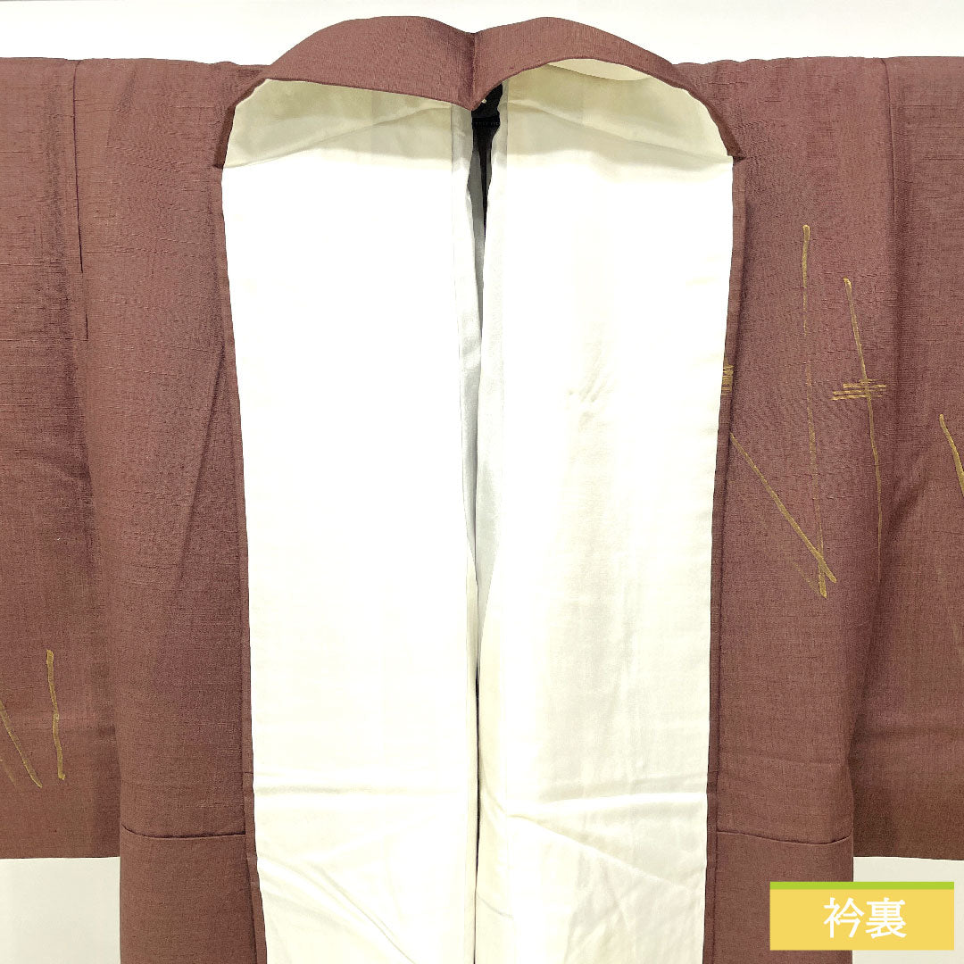 Homongi, pure silk, lined, length 152cm, sleeve length 63cm, iron black, pongee fabric, abstract pattern, S rank, brown, 1112004712214