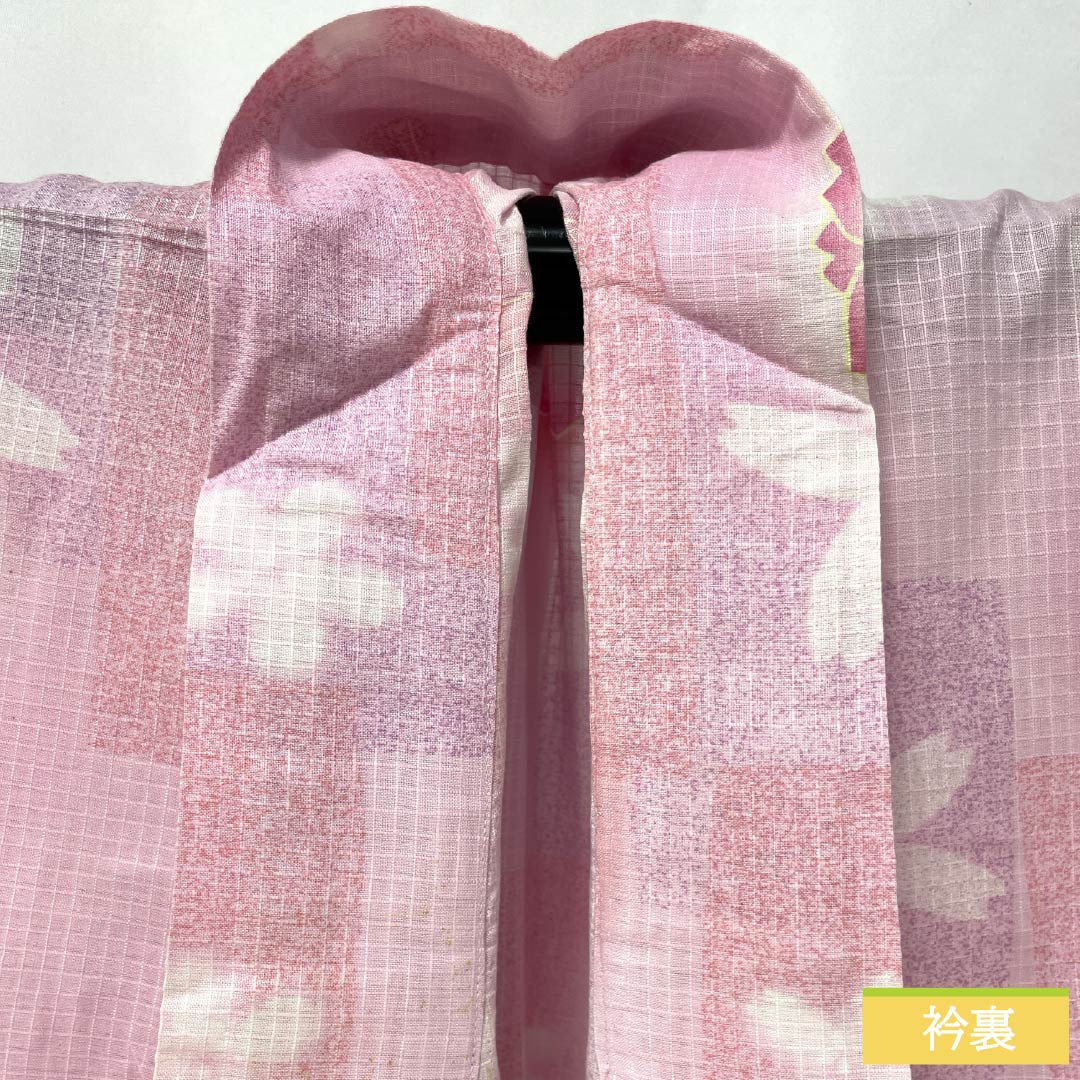 浴衣 木綿 身丈159cm 裄丈65.5cm Bランク 単衣 ピンク系 唐棣色（にわうめいろ） 八重桜 1118006074313