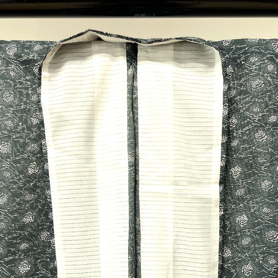 夏物 ポリエステル 小紋 身丈162.5cm 裄丈62.5cm 鉄鼠色（てつねずいろ） 抽象模様 洗える着物 絽 Sランク 黒系 1132000542410