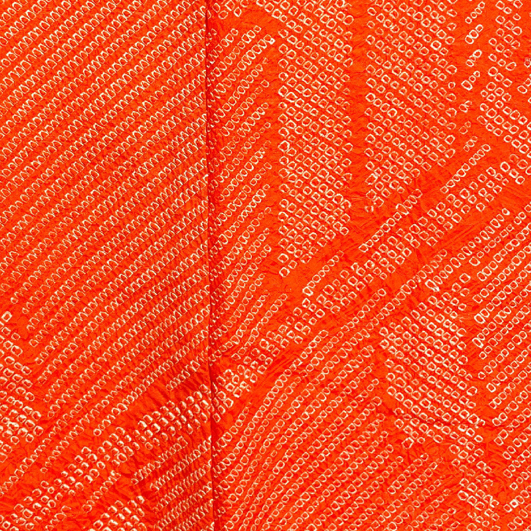 羽織 身丈81cm 裄丈64.5cm 京緋色 絞り 幾何学模様 正絹 Aランク 袷 朱系 1117000383916