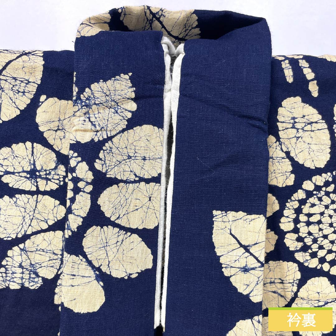 浴衣 木綿 身丈154cm 裄丈62.5cm Bランク 単衣 紺系 濃紺色（のうこんいろ） 向日葵 1118005844218