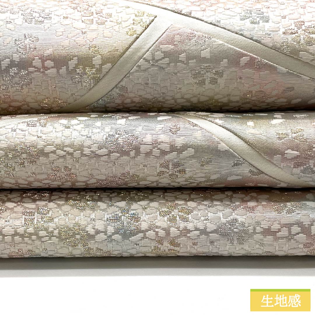 Fukuro Obi, Pure Silk, Grade A, Small Cherry Blossom Design, Dried Foil, Length 440cm, Six-Ply, Semi-Formal, Gradient Pattern, 1123015213399