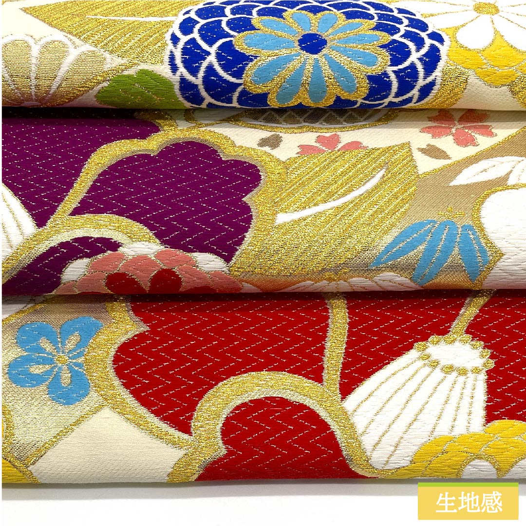 袋帯 正絹 乳白色色（にゅうはくしょくいろ） 松竹梅 椿 桜 七宝 帯丈436cm Sランク 六通 フォーマル クリーム系 1123011662315