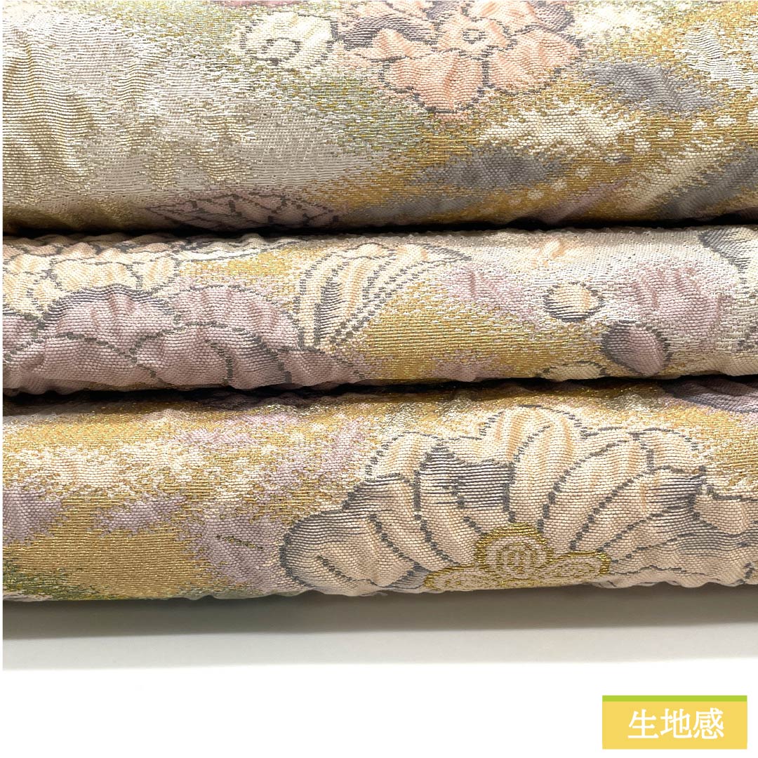 袋帯 正絹 胡粉色（ごふんいろ） 辻ヶ花 帯丈444cm Sランク 六通 フォーマル クリーム系 1123012122315