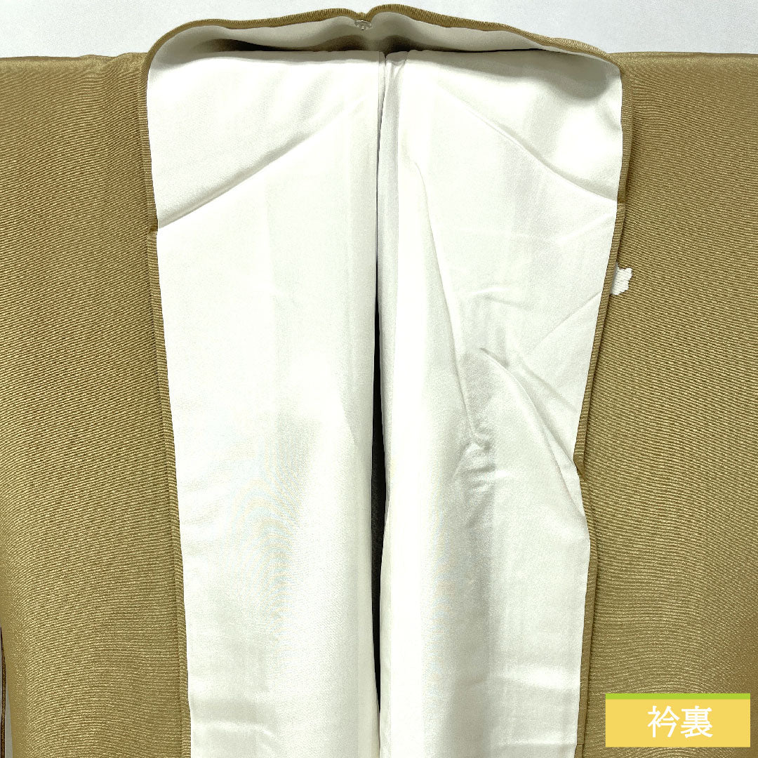 訪問着 正絹 袷 身丈159cm 裄丈62cm 楊梅色（やまももいろ） 京友禅 山茶花 Sランク 黄系 1112005232323