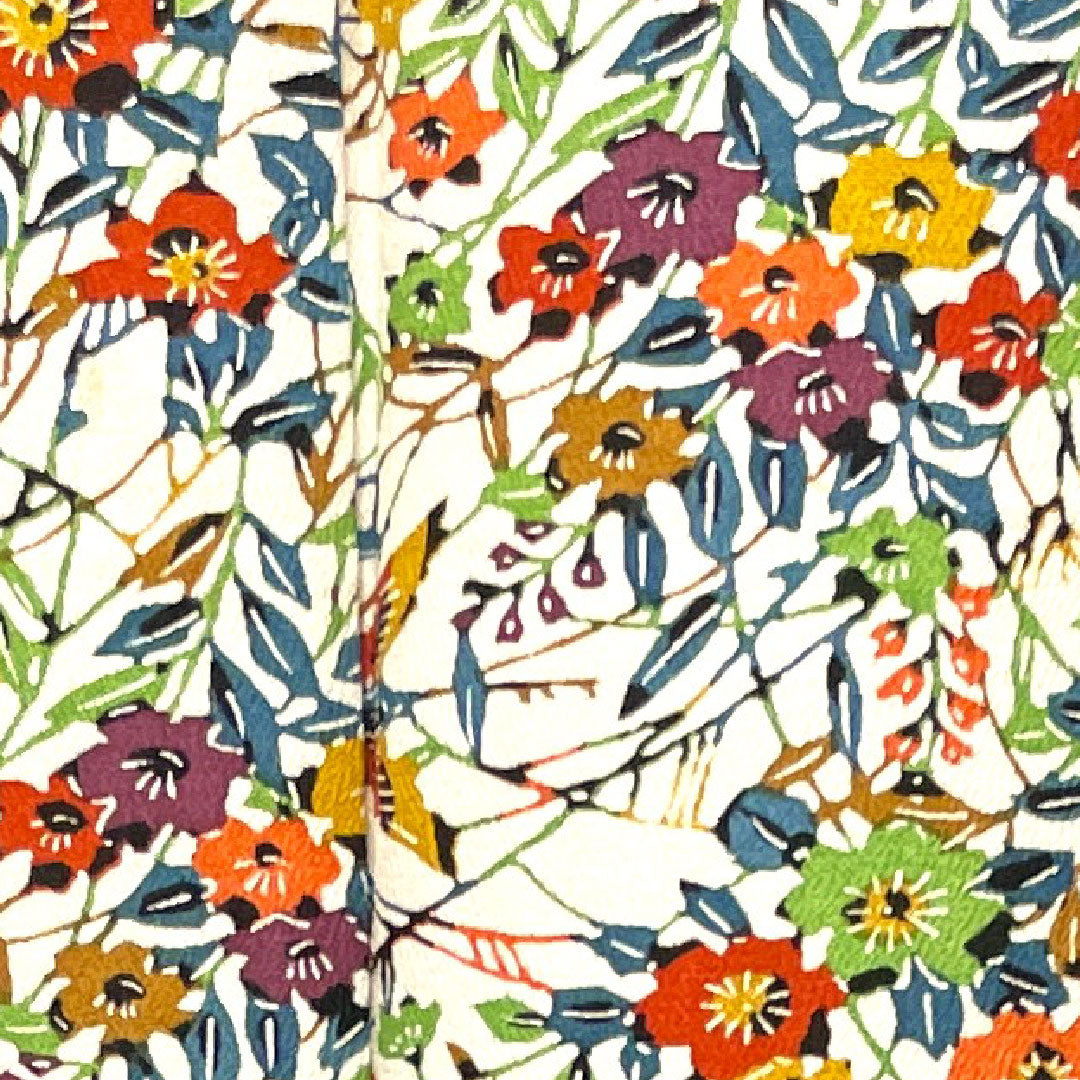 小紋 身丈156cm 裄丈60cm 袷  胡粉色 草花模様  正絹 Aランク 白系 1115003073311