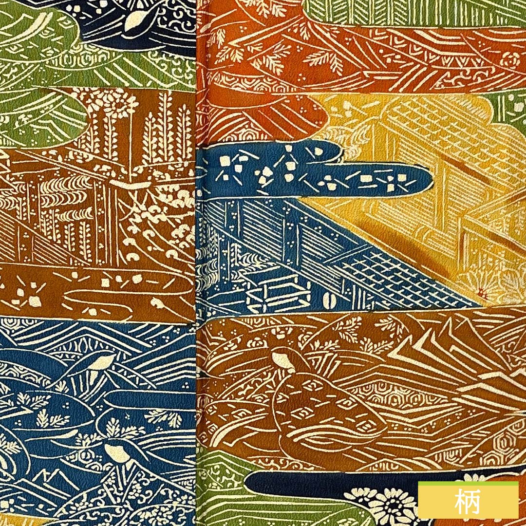 Komon, pure silk, length 153cm, sleeve length 63cm, lined, stencil dyeing, cloud pattern, classic pattern, half collar, A rank, gradation style, 1115005533299