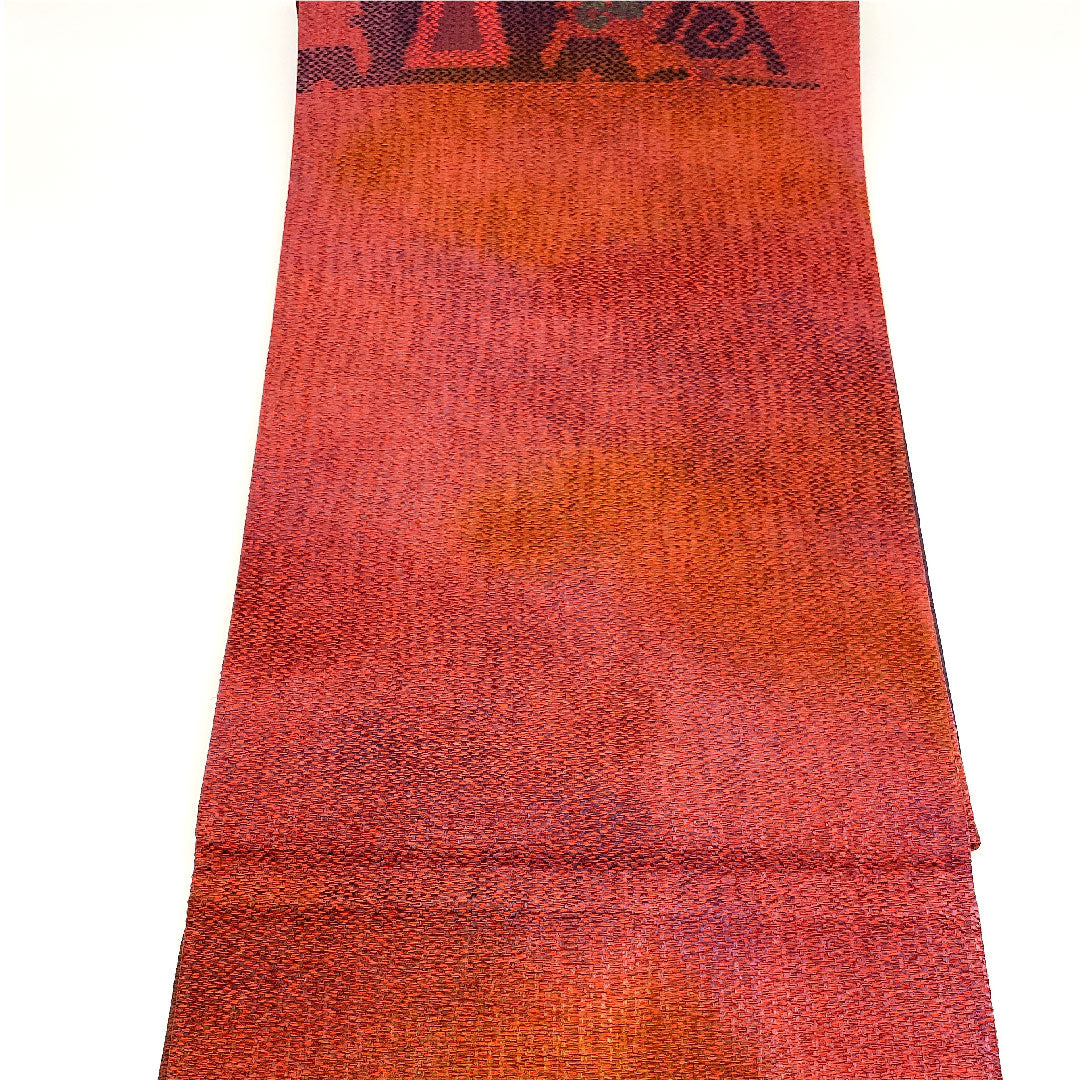 袋帯 エジプト文様 帯丈424cm 正絹 Sランク 六通 カジュアル 赤系 1123002652312