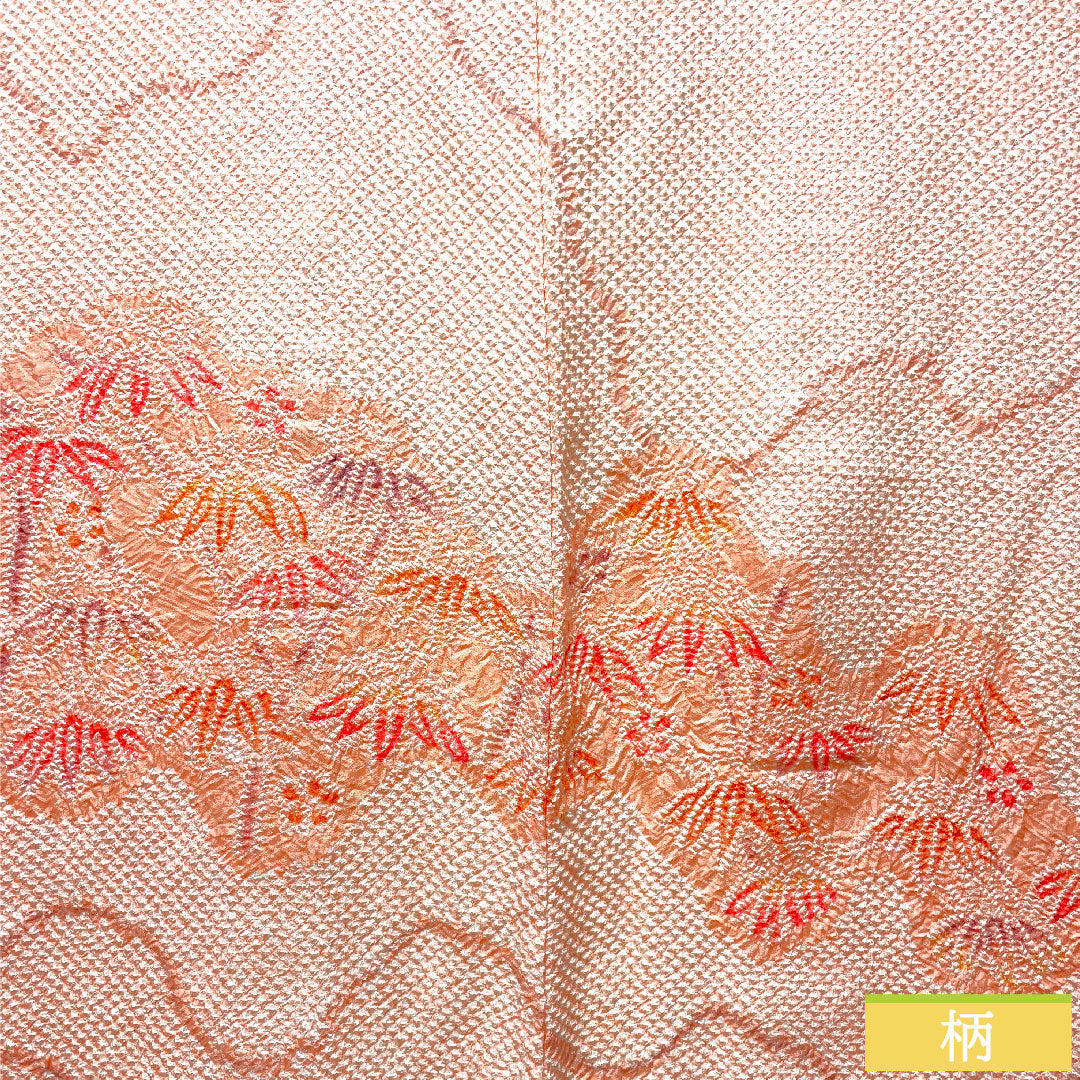 Haori, pure silk, length 79.5cm, sleeve length 62cm, Shinonome color, all-dyed, bamboo, A rank, lined, pink, 1117000683913