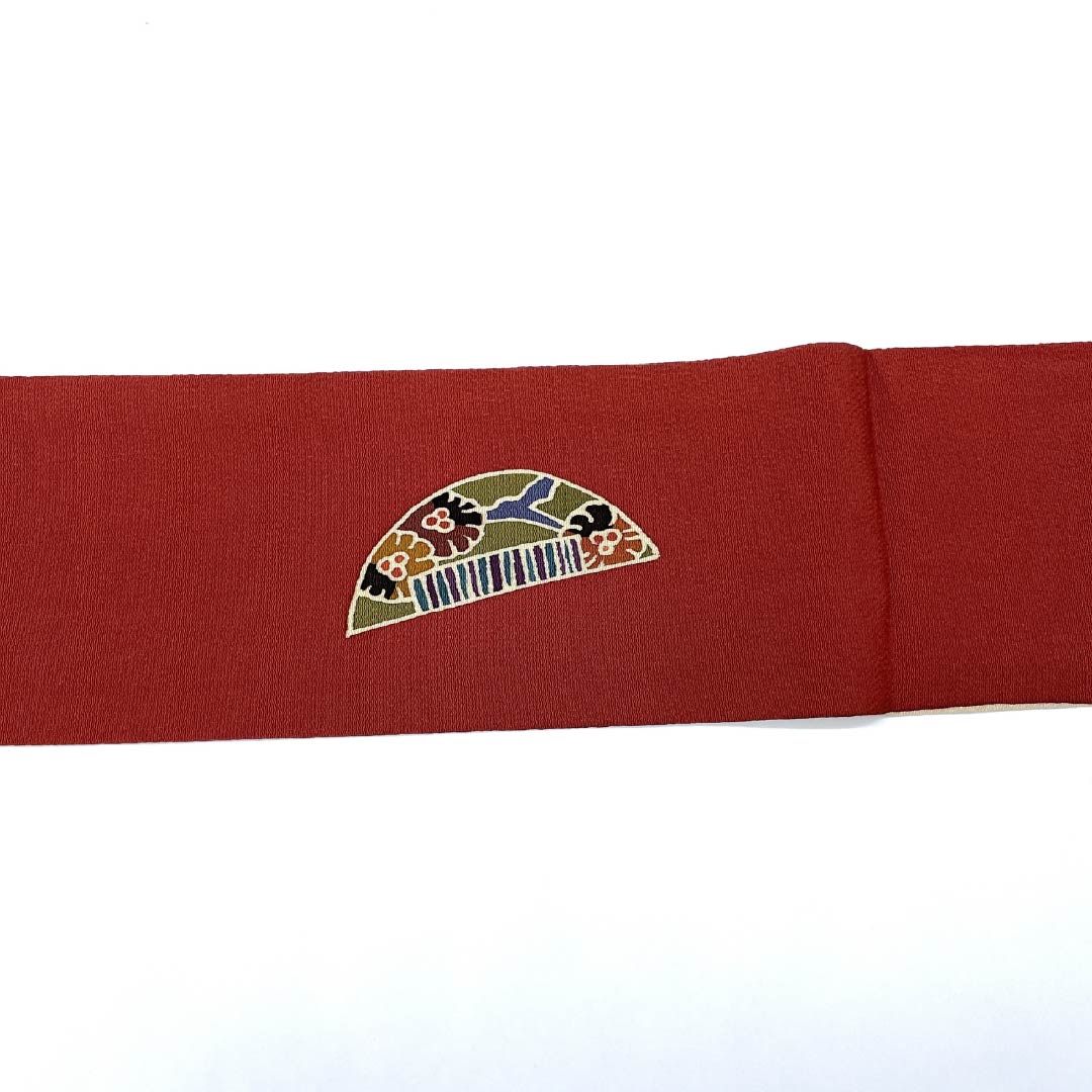 名古屋帯 生成り色（きなりいろ） 京紅型 かんざし ちりめん地 帯丈380cm 正絹 Sランク ポイント柄 カジュアル クリーム系 1124006662415 名古屋仕立て