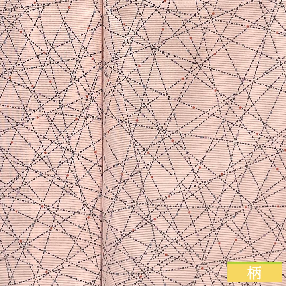 夏物 ポリエステル 小紋 身丈159.5cm 裄丈64cm 曙色（あけぼのいろ） 点 線 洗える着物 絽 Bランク ピンク系 1132002464313