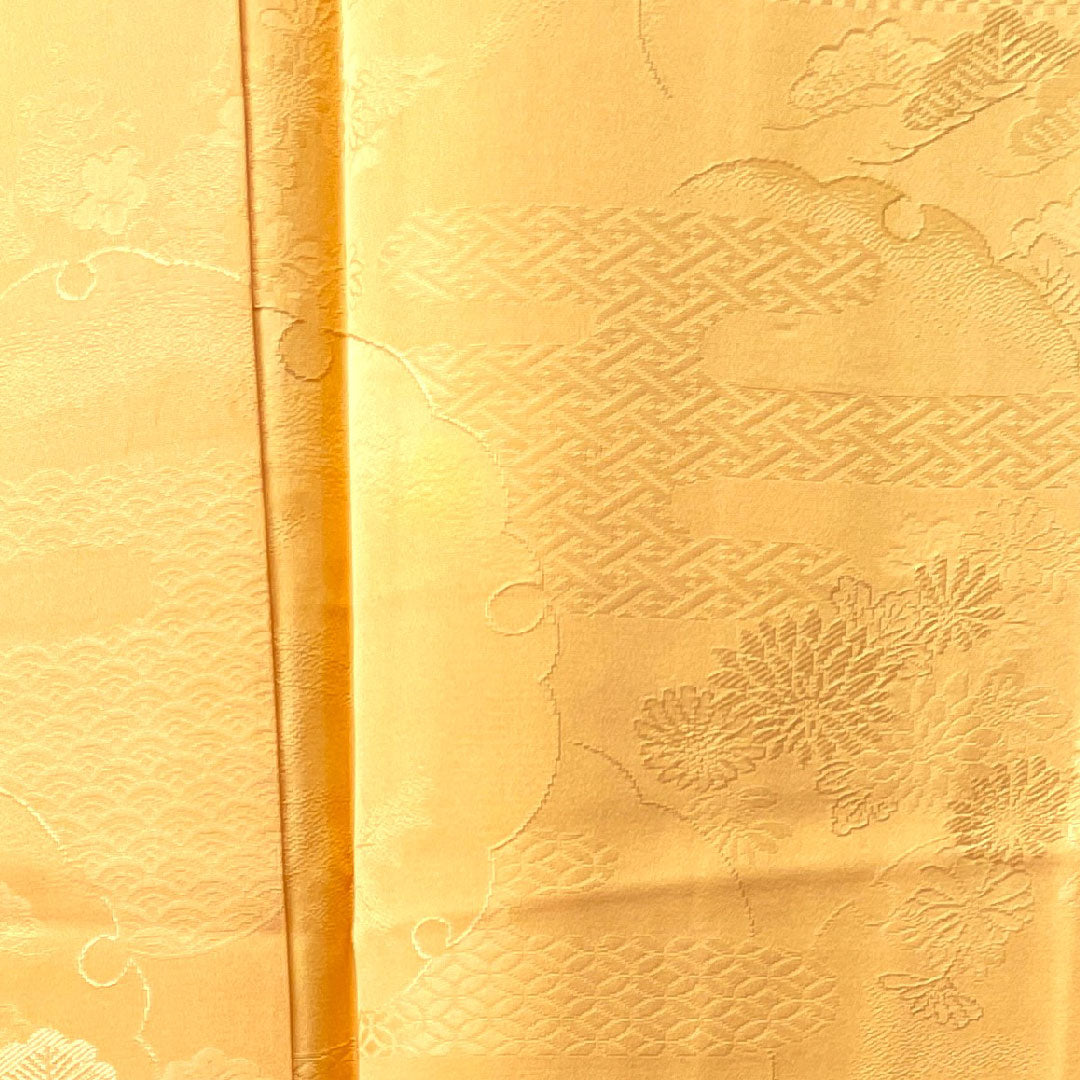 色無地 正絹 肌色 吉祥文様 五三桐  身丈161.5cm 裄丈66cm 袷  Aランク 橙系 1114000903426