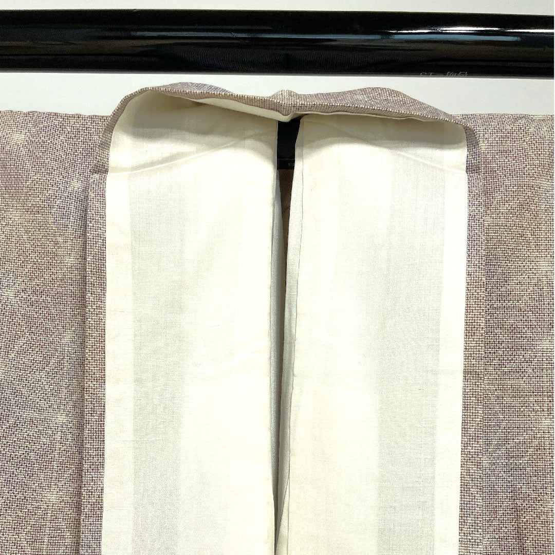 紬 身丈164cm 裄丈61.5cm 鴇鼠色 一斤染色 麻の葉模様 正絹 Aランク 袷 グラデ 1116001773499