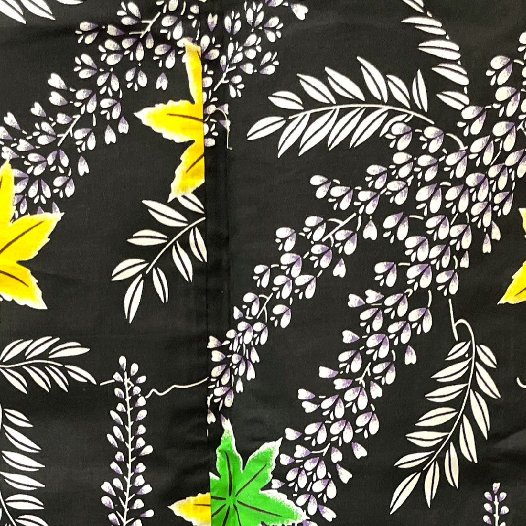 Yukata Wisteria Maple Leaves Cotton S Rank Single Layer Length 166.5cm Sleeve Length 64cm Black 1118003162510