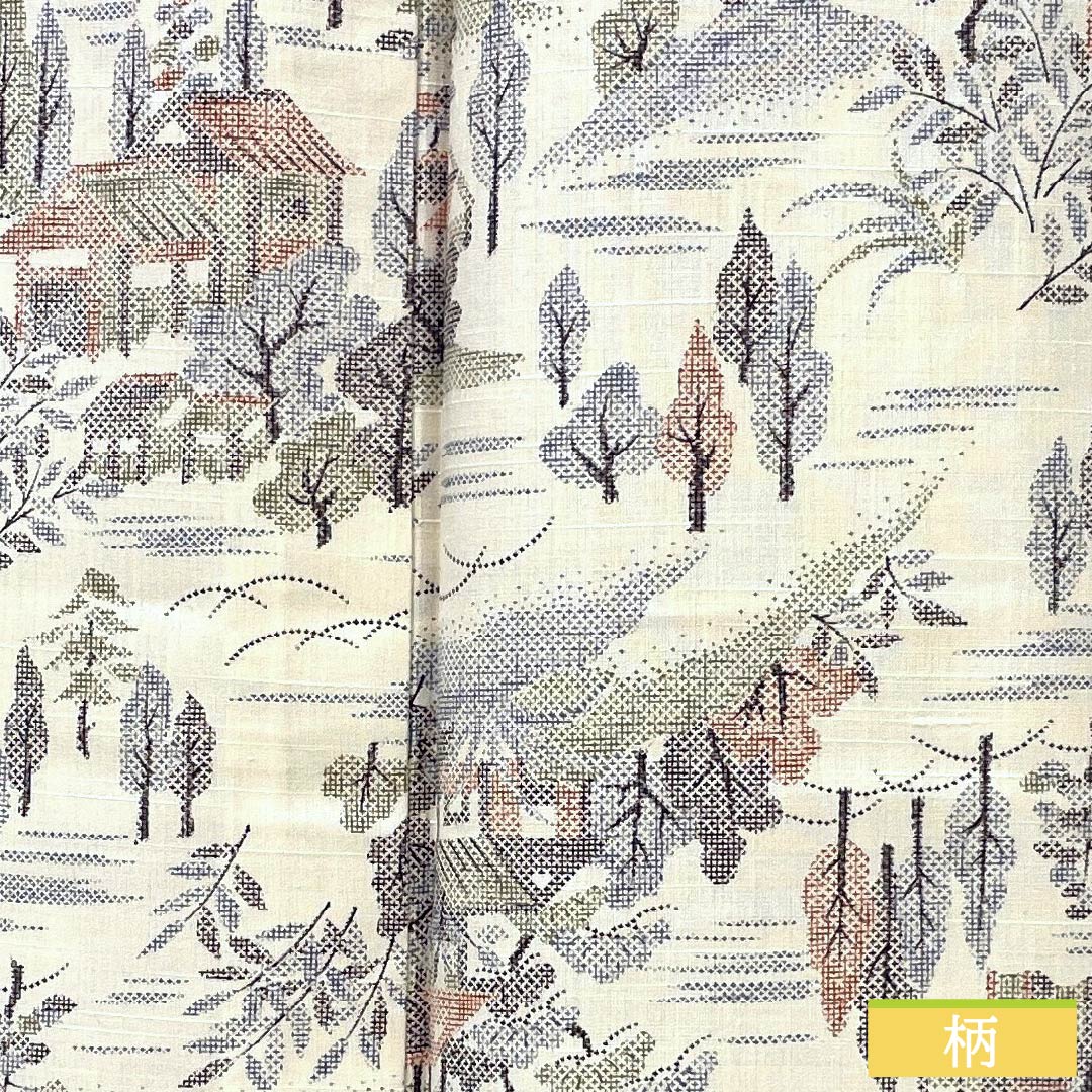 小紋 正絹 身丈157.5cm 裄丈64cm 単衣 生成り色（きなりいろ） 茶屋辻 Sランク 白系 1115005292311