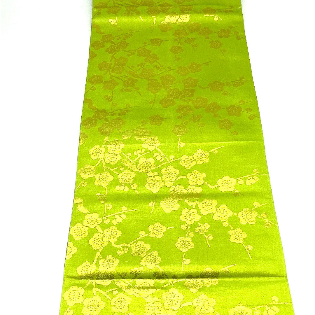 袋帯 菊 振袖用 亀甲 やまとオリジナル 帯丈424cm 正絹 Aランク 六通 フォーマル 緑系 1123003413319