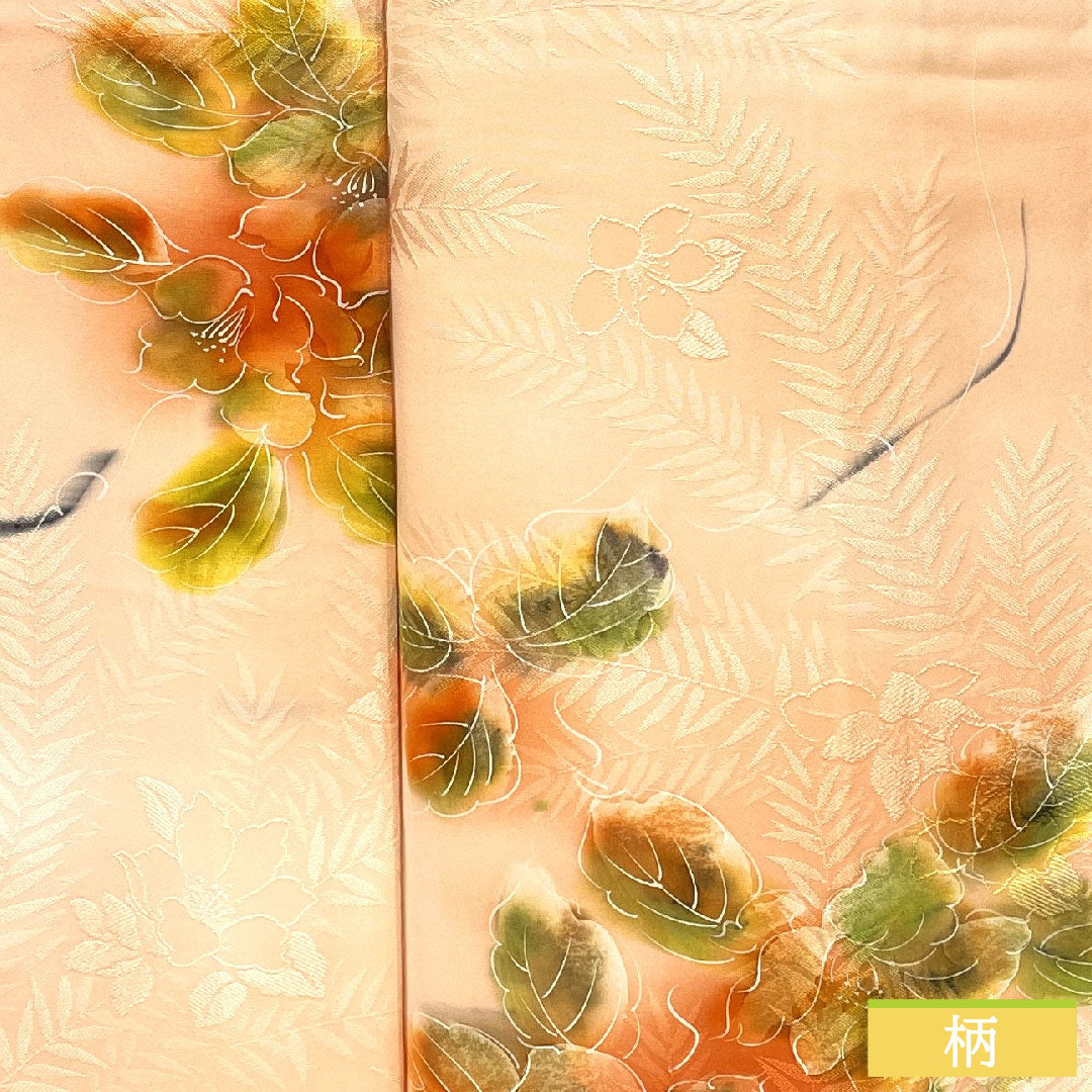 小紋 正絹 身丈157.5cm 裄丈62.5cm 袷 濡れ描き友禅 抽象花 しつけ糸付き Aランク ピンク系 1115004873313