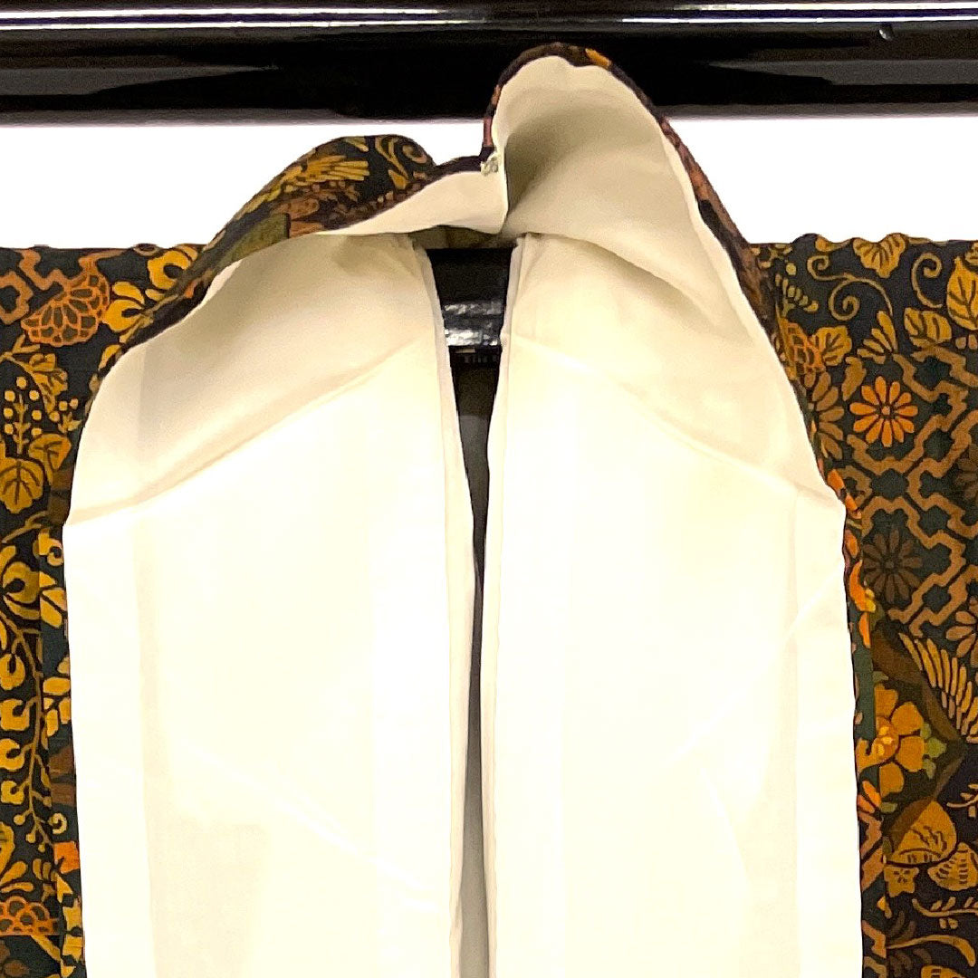 小紋 身丈158cm 裄丈64cm 袷  更紗模様  正絹 Aランク 茶系 1115000443314