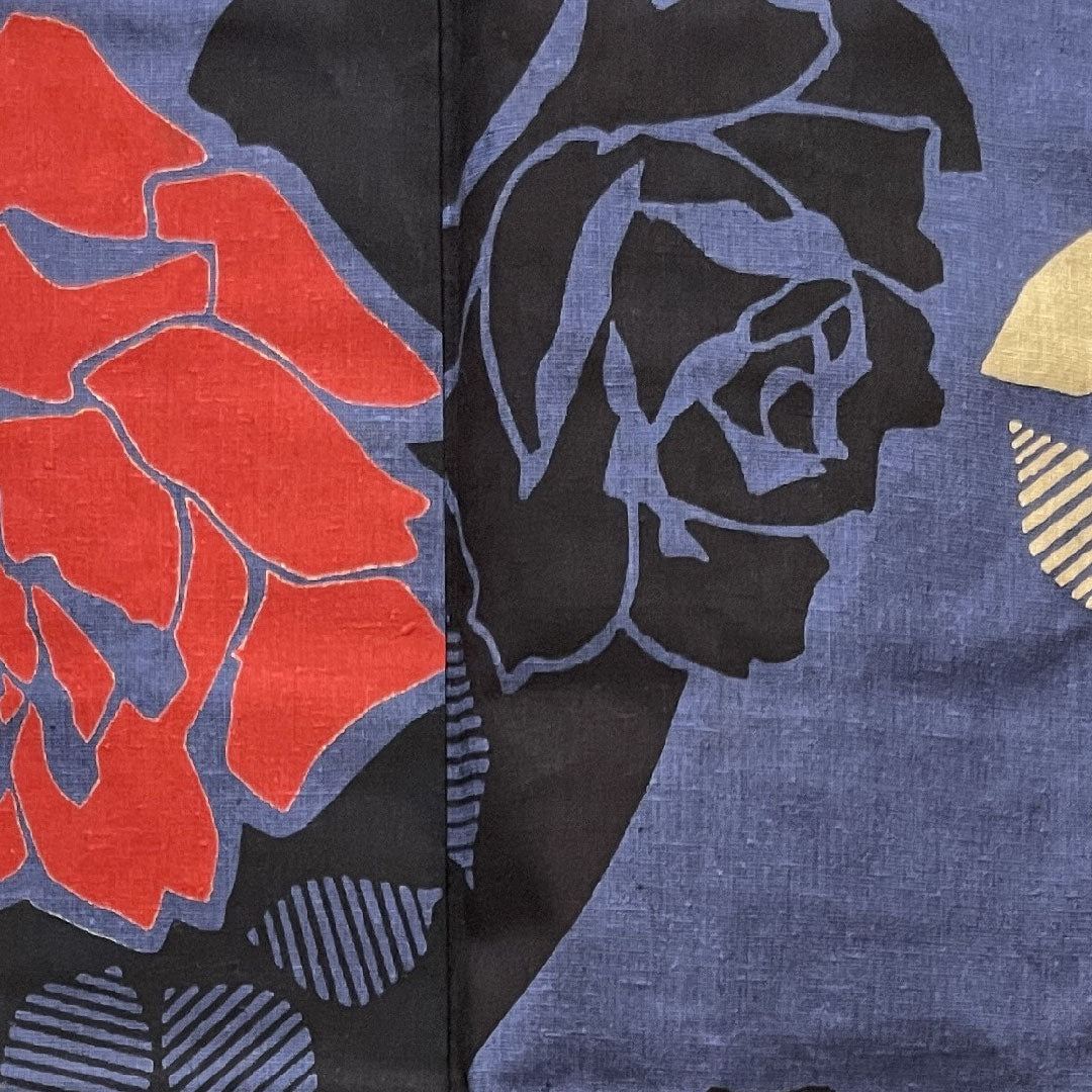 浴衣 しつけ糸付き 未使用品 瞑色 薔薇 木綿 Sランク 単衣 身丈161cm 裄丈65cm 紫系 1118002332420