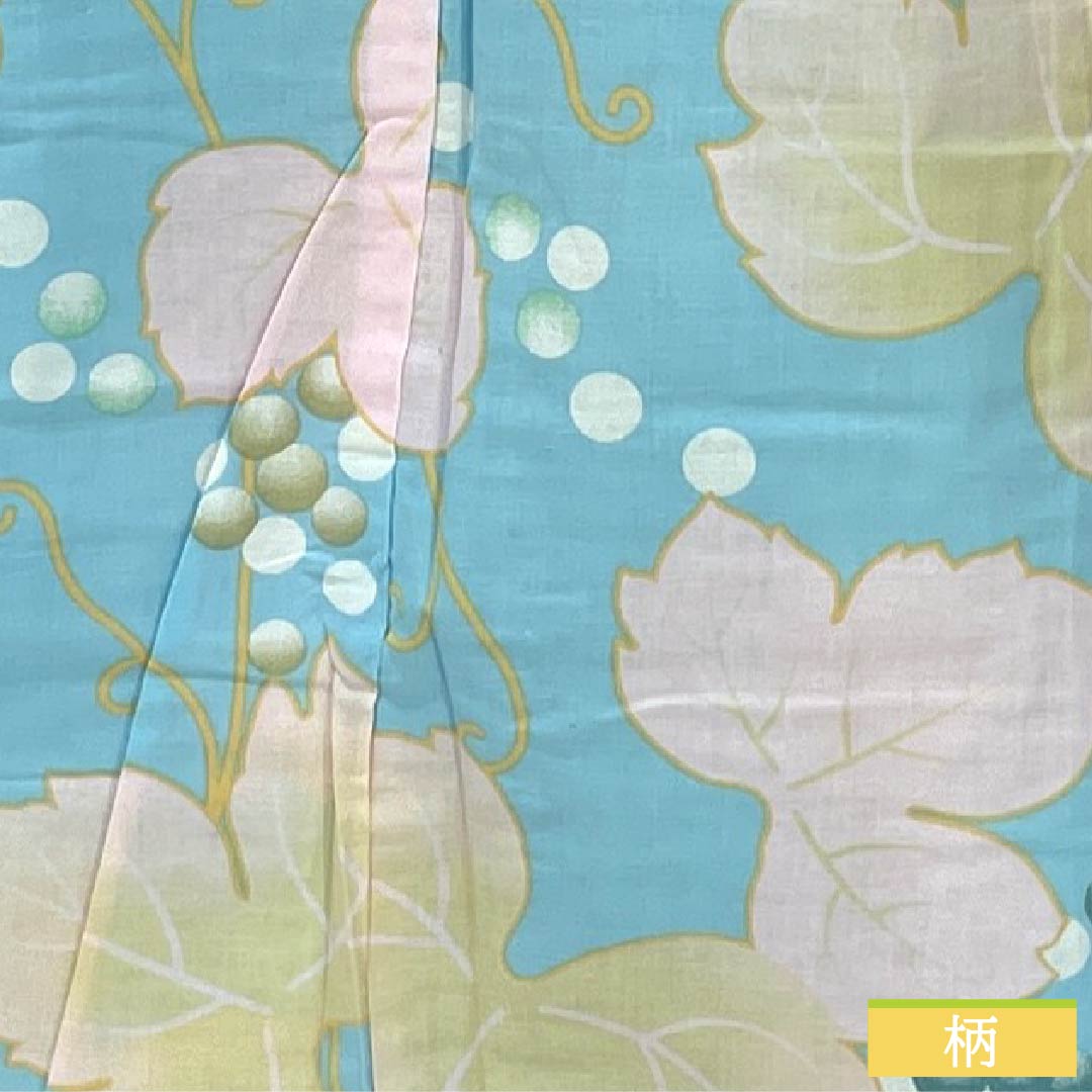 浴衣 木綿 身丈166cm 裄丈64cm Aランク 単衣 水色系 水色（みずいろ） 蒲萄 蔦 1118006503524