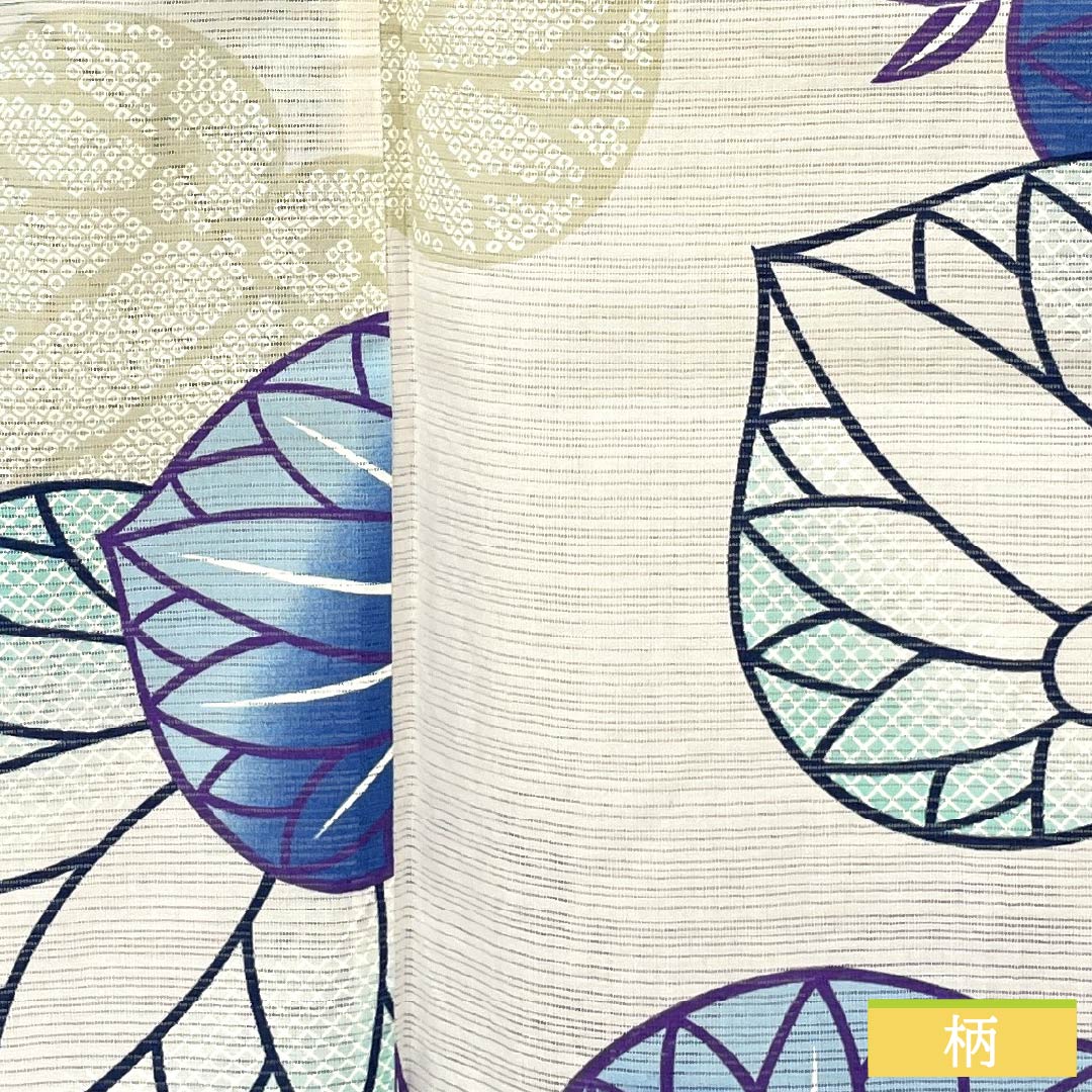 Yukata Cotton Length 162.5cm Sleeve length 66cm A rank Single layer White Aoi Cotton silk 1118005273411