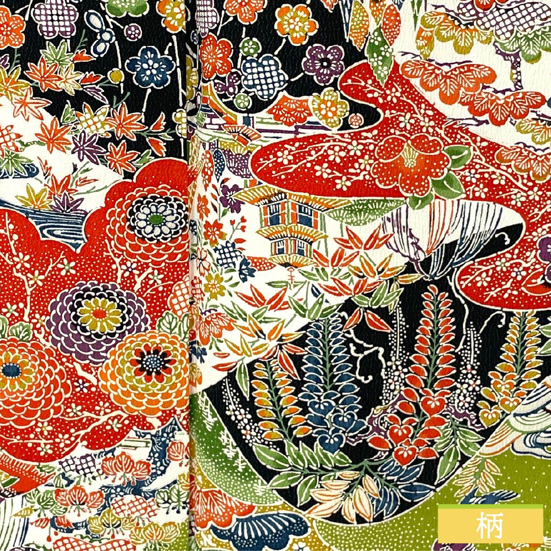 小紋 正絹 Sランク 身丈154cm 裄丈62cm 袷 鶸萌黄色（ひわもえぎいろ） 京紅型 吉祥文様 緑系 1115006832219