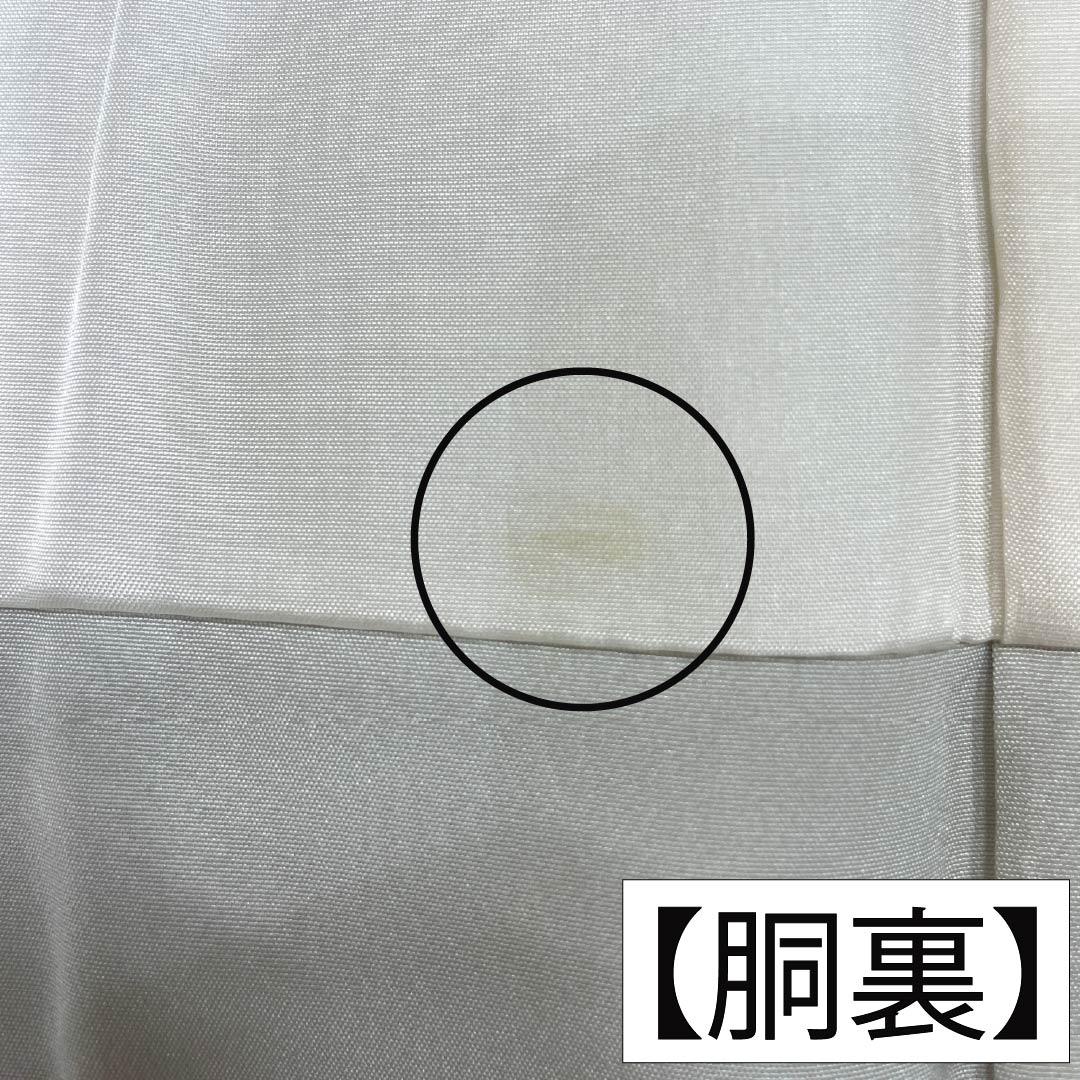 色無地 正絹 Sランク 身丈166cm 裄丈68cm 卯の花色（うのはないろ） 紋意匠 流水 一つ紋 袷 グレー系 1114002892522