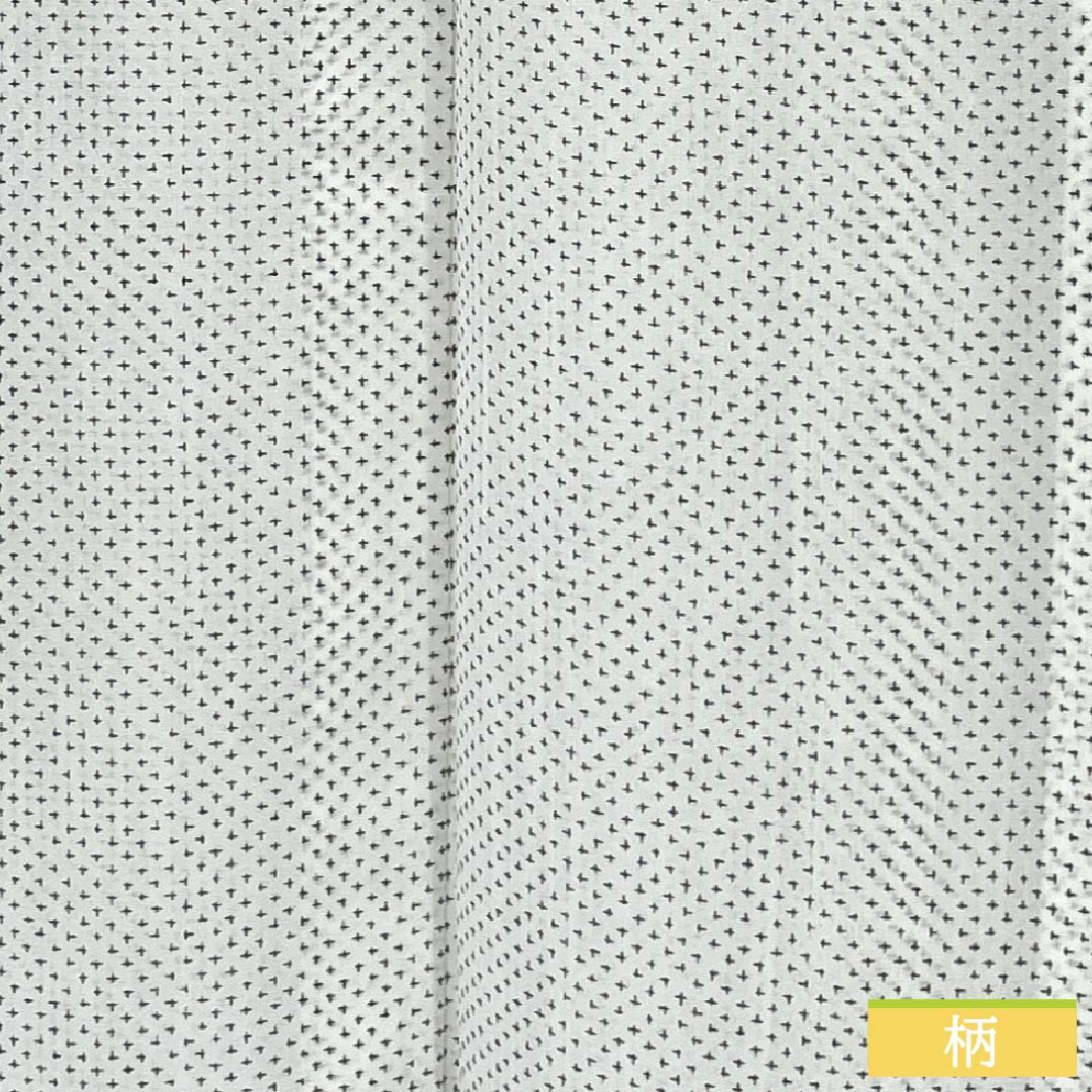 夏物 ポリエステル 小紋 Sランク 身丈160cm 裄丈65cm 洗える着物 蚊絣風 紗 白系 1132005622411