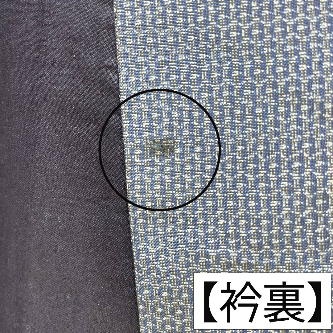 男物 正絹 Sランク 身丈146cm 裄丈70cm  灰青色（はいあおいろ） 飯能大島 100亀甲 しつけ糸付き 袷 グレー系 1119002292422