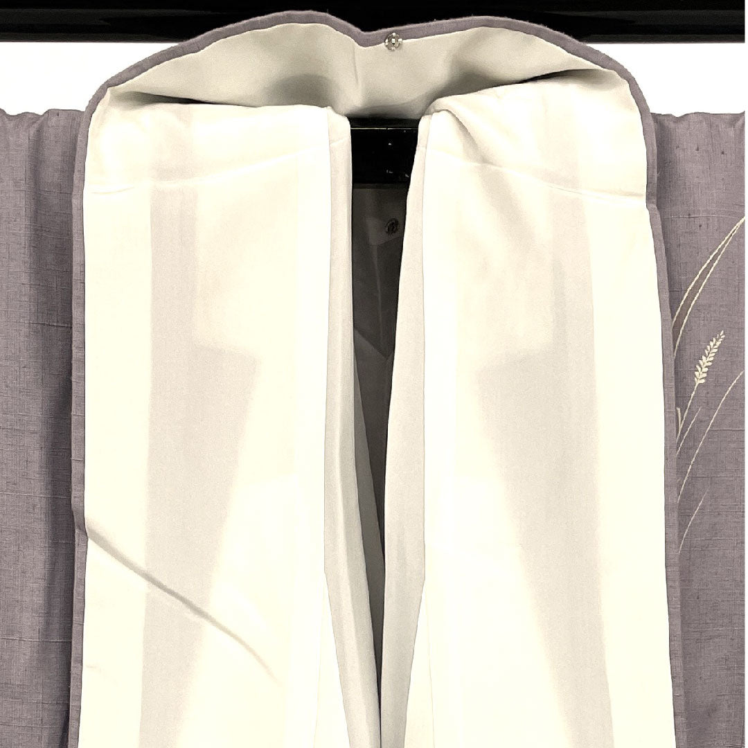 Homongi (formal kimono) Length 161cm Sleeve length 66cm Awning pattern Tsumugi fabric Pure silk S rank Purple 1112000762420