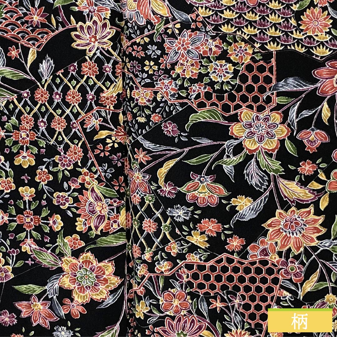 小紋 正絹 Sランク 身丈162cm 裄丈63.5cm 袷 総花 黒系 1115007172410