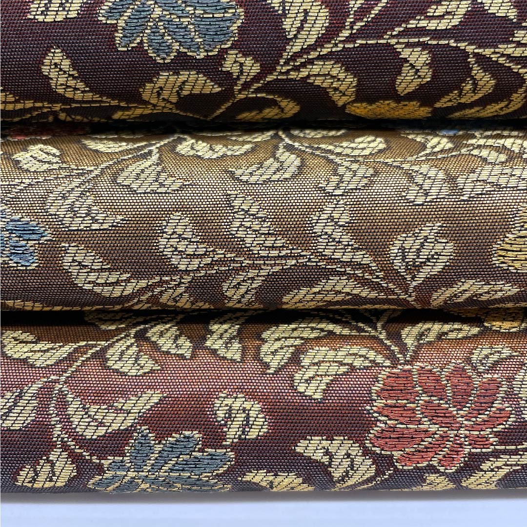 袋帯 御寮織 花唐草 紋屋井関 帯丈448cm 正絹 Sランク 六通 セミフォーマル 金系 1123006772321