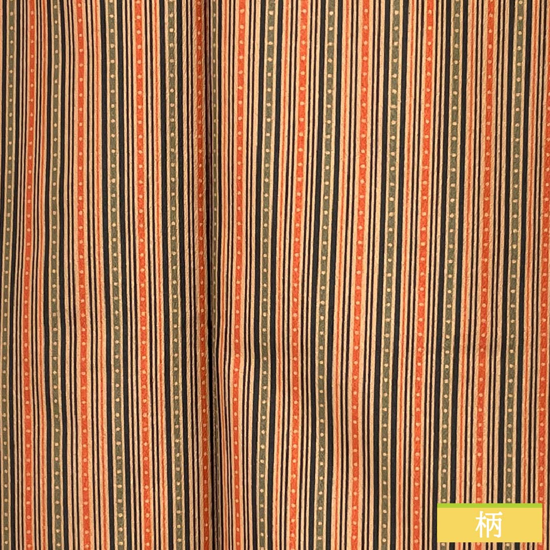 小紋 ポリエステル 身丈162.5cm 裄丈65.5cm 袷 縞 洗える着物 Sランク ベージュ系 1115005502425