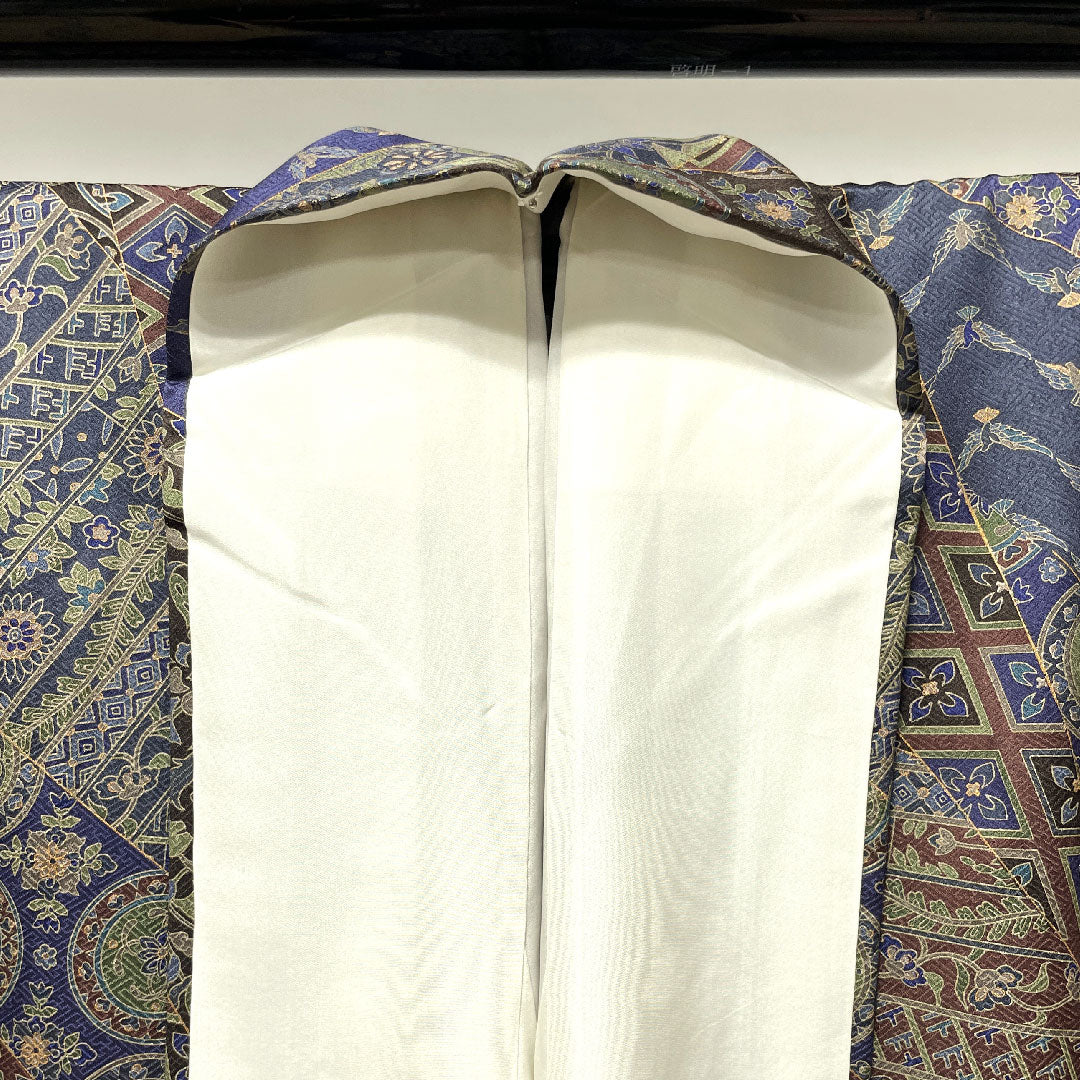 小紋 身丈153cm 裄丈61.5cm 袷  斉藤三才 更紗模様  正絹 Sランク グラデ 1115002892299