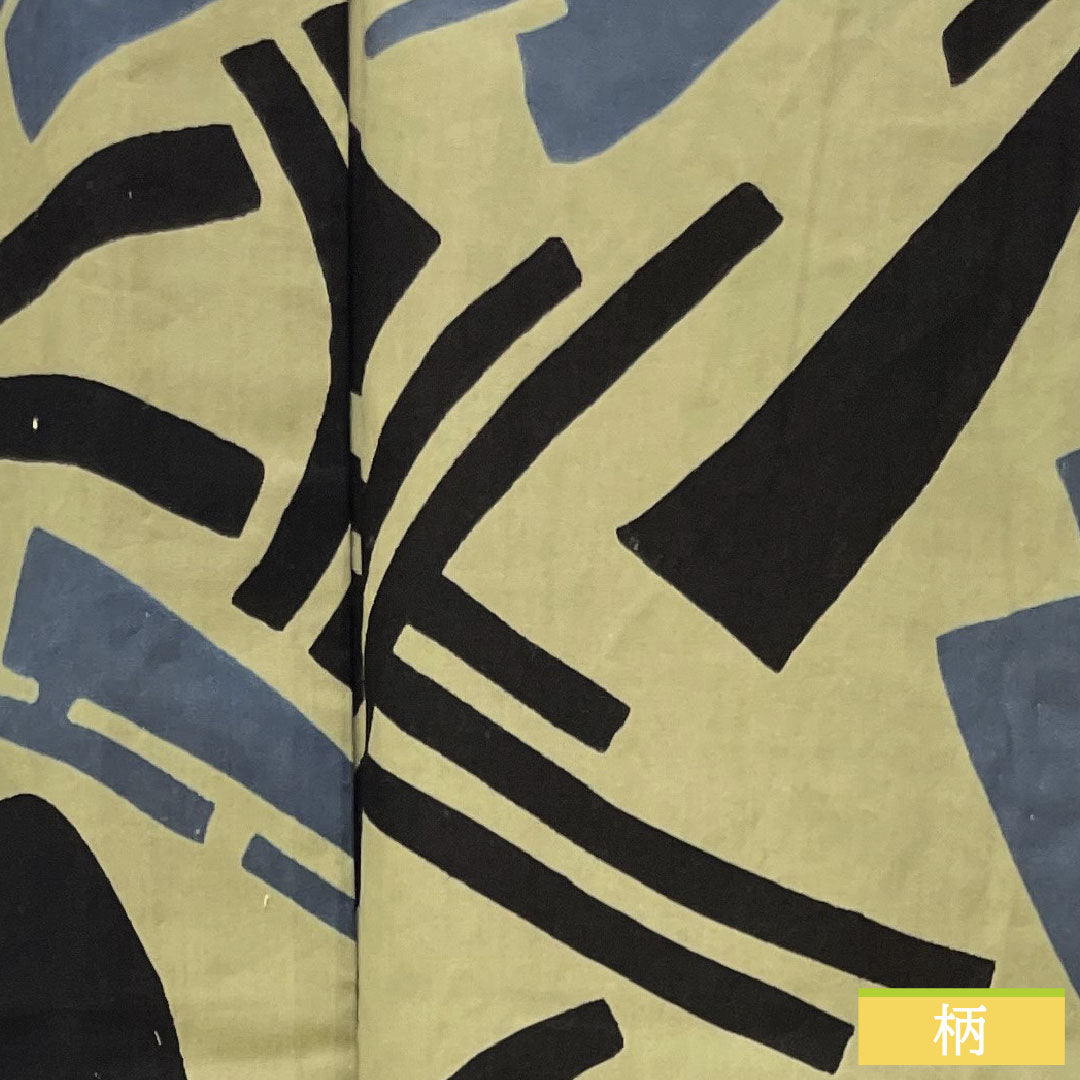 Yukata Cotton Length 143cm Sleeve length 69cm S rank Single layer Beige Edo-nezuiro Men's Abstract pattern 1118005112425